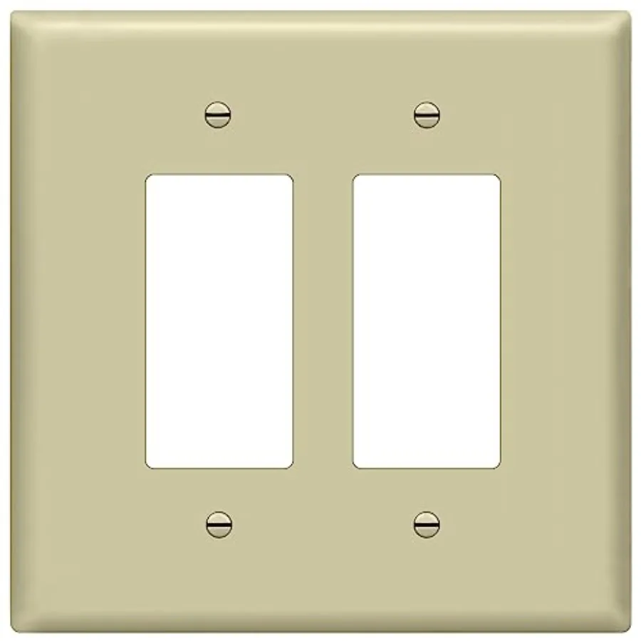 

Double Decorator Switch Cover, Two Gang Outlet Wall Plate, Gloss Finish, d 2-Gang 5.50" x 5.50", Unbreakable Polycarbonate Ther