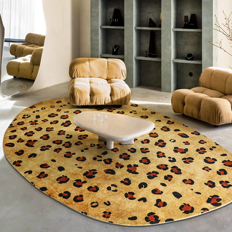 

Leopard Design Bedroom Decor Oval Rug Modern Irregular Carpets for Living Room Luxury Lounge Carpet Large Area Thicken Floor Mat