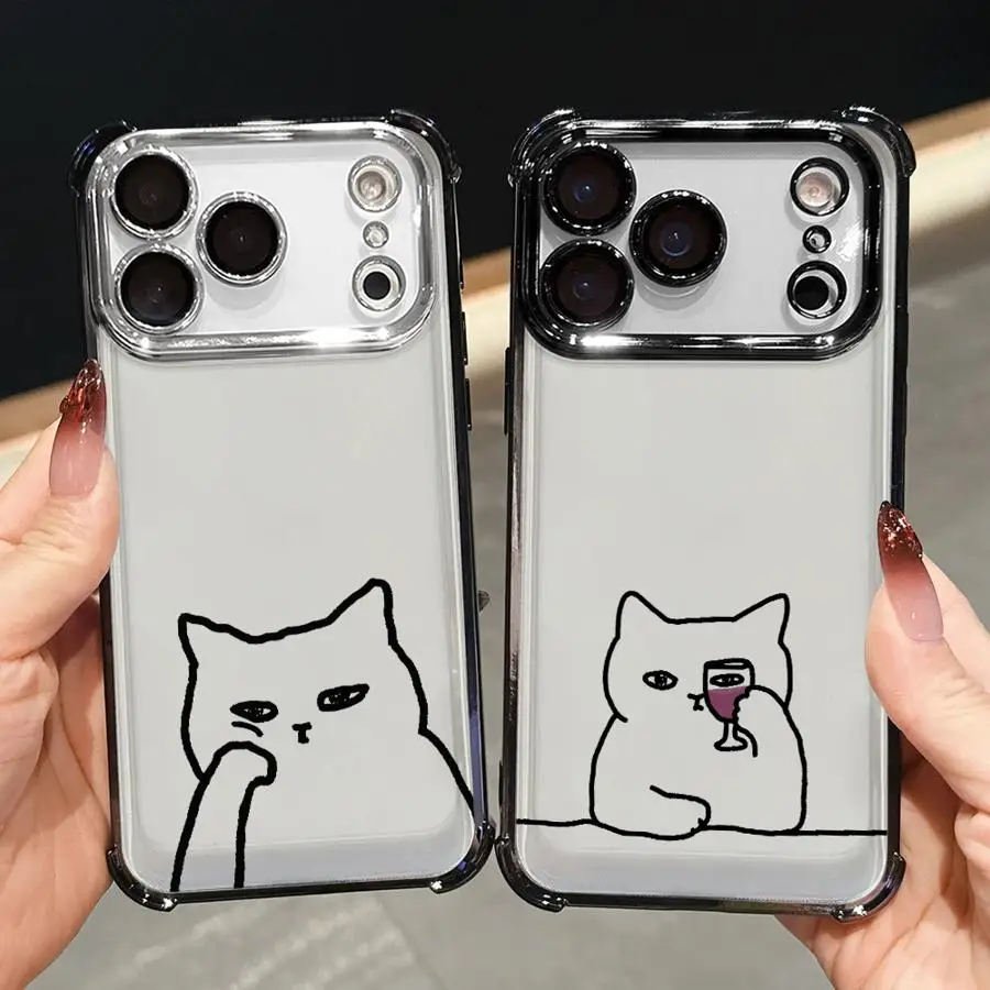 Case for iPhone 16 15 14 Plus 13 12 11 Pro Max 16e 17 Air Clear Cover Interesting Funny Cat