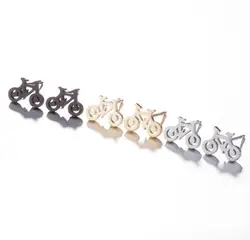 Stainless Tiny Bike Bicycle Earrings for Women Fashion Silver Color Fitness Sport Stud Earrings Piercing Ear Jewelry Gift Friend