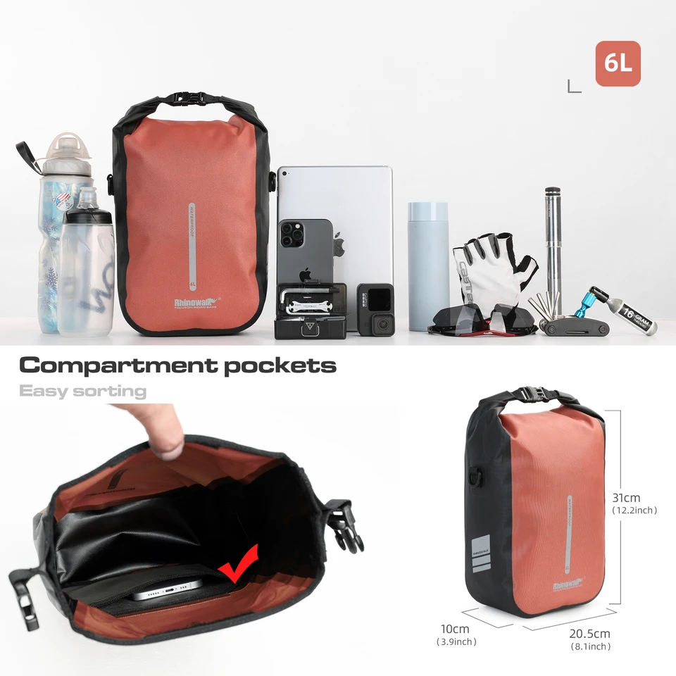 Rhinowalk Quick Release Bike Fork Bags 4-6L Waterproof Bike Bag