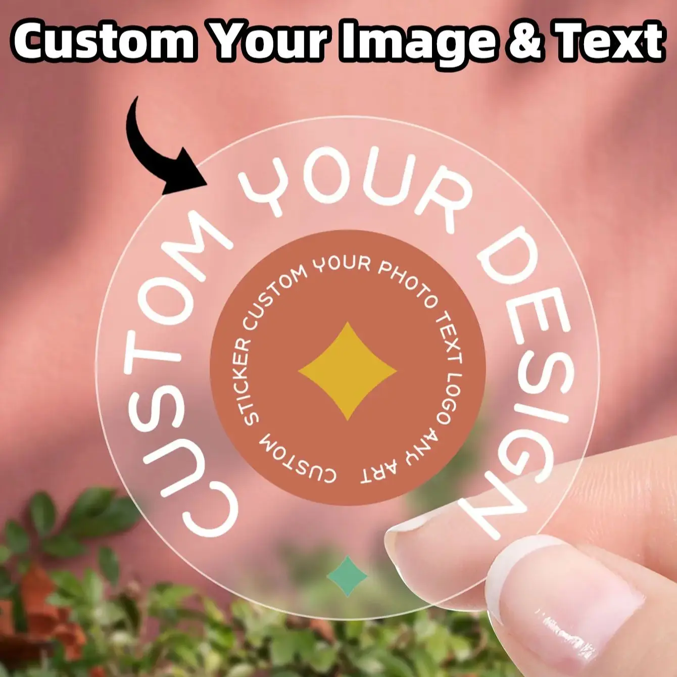 1/60/120 Uds. Pegatinas Redondas Transparentes de PVC Impermeables, Personalizables con Cualquier Texto/Gráficos, Ideales para Fiestas, Etiquetas, Embalaje