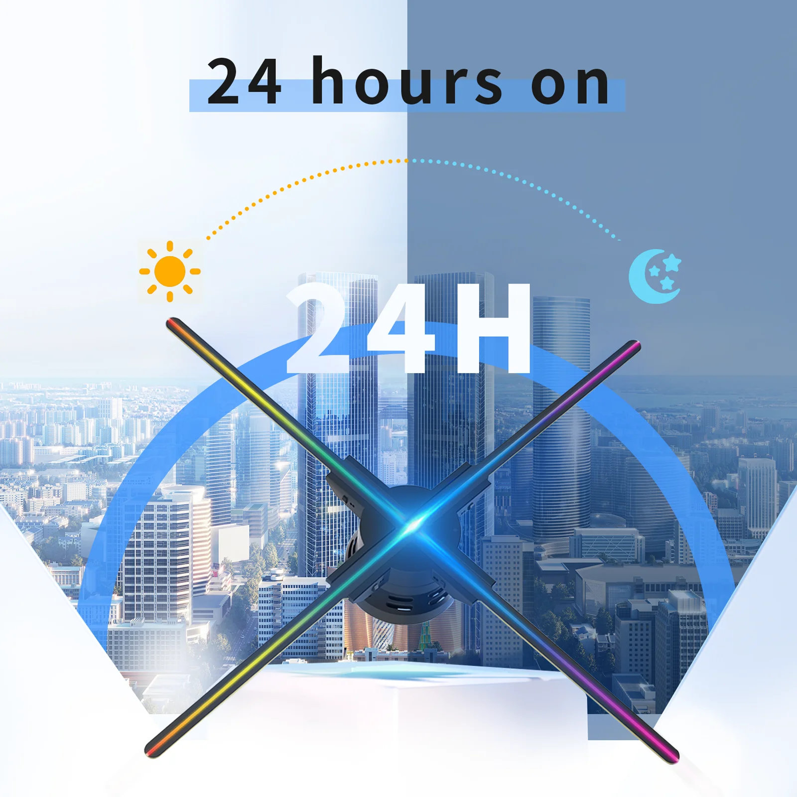 60cm Naked Eye 3D Holographic Projector Fan Floating Instrument Lamp Led Hologrom Mobile Screen Custom DIY Advertising Machine