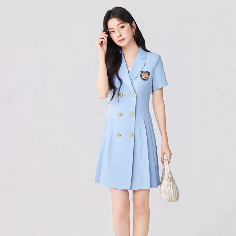 Professional double-breasted suit dress for sales staff, shopping malls, jewelry stores, beauticians, teachers, and school worke