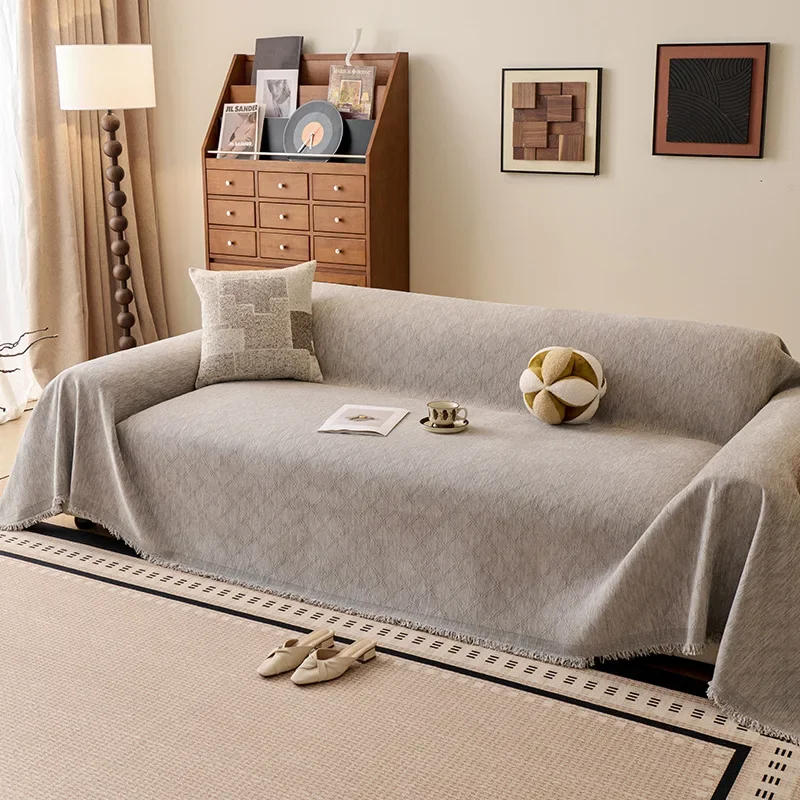 Home Sofa Towel Blanket Full Cover Thick Chenille Sofa Cover Cat Resistant One Piece Design Elegant Stitch for 2/3/4 Seater