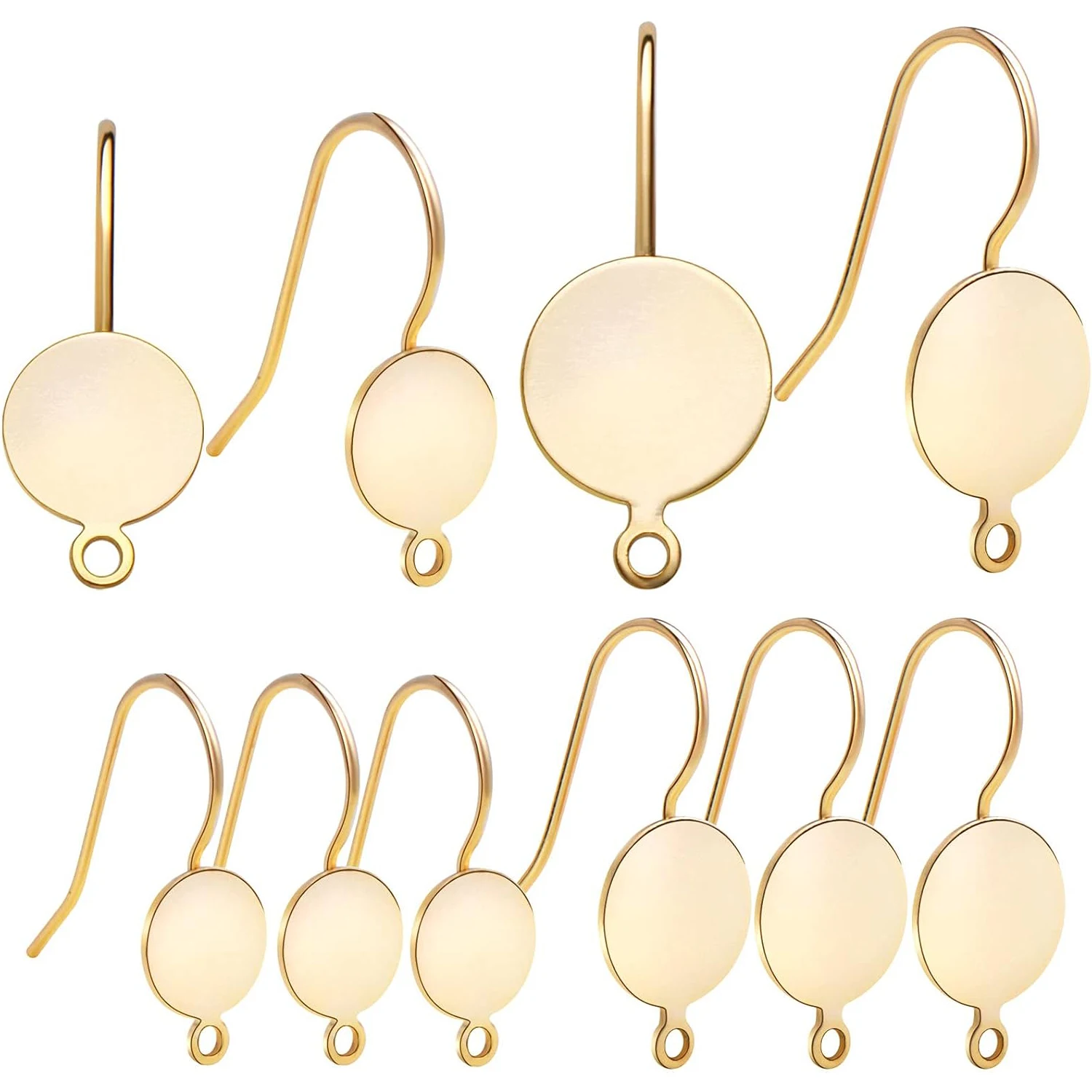 

12 шт. плоских круглых латунных французских крючков для серег, гипоаллергенные, с петлей, для подвесок, соединители для серег