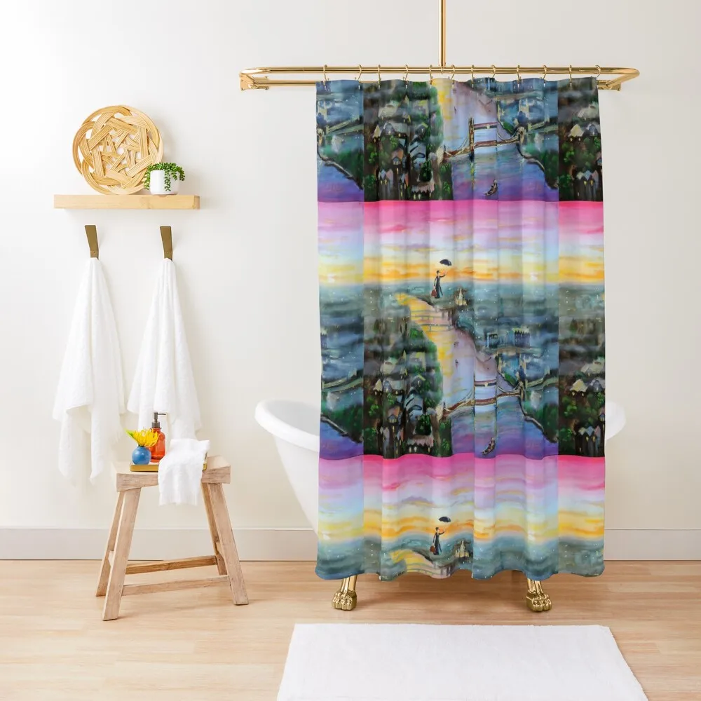 

Mary Poppins London Up to the highest height Shower Curtain Anime Bathroom Bathroom Accessorys Curtain