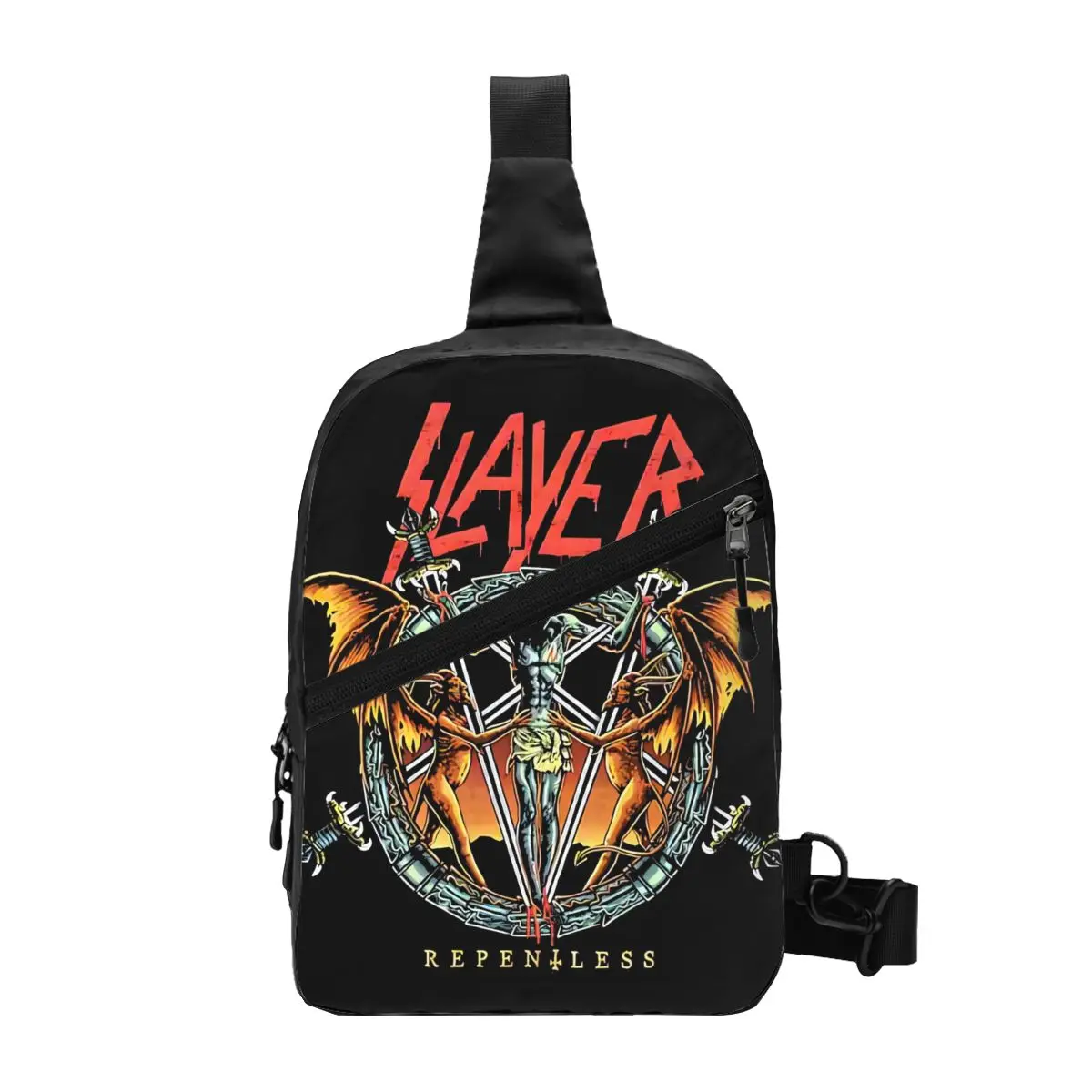 Custom Thrash Metal Band Slayers Sling Bag for Men Cool Shoulder Chest Crossbody Backpack Cycling Camping Daypack