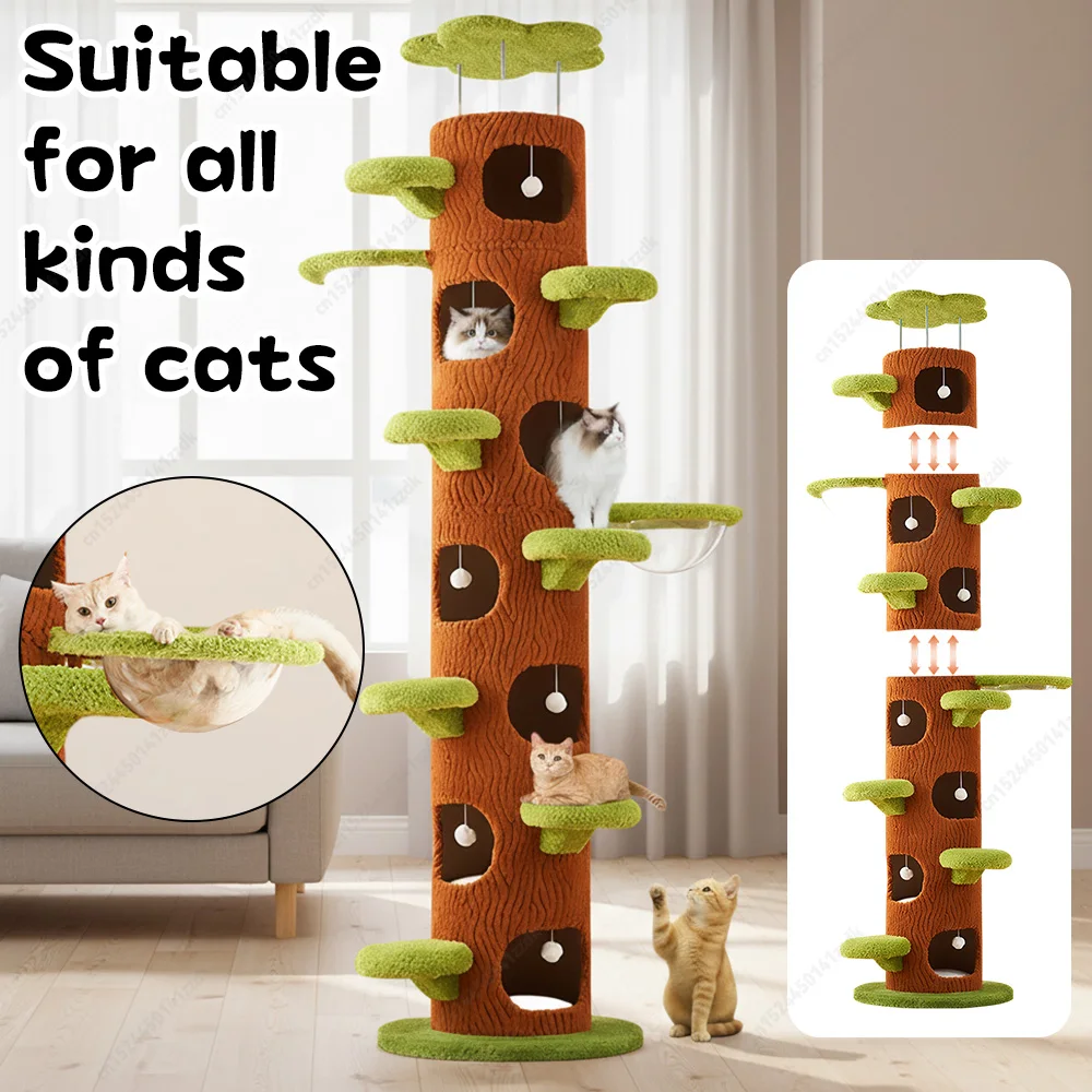 

Лесная большая кошачья елка, 98-110 дюймов, регулируемая высота, башня для кошачьего дерева с сизалевой когтеточкой для дома и улицы