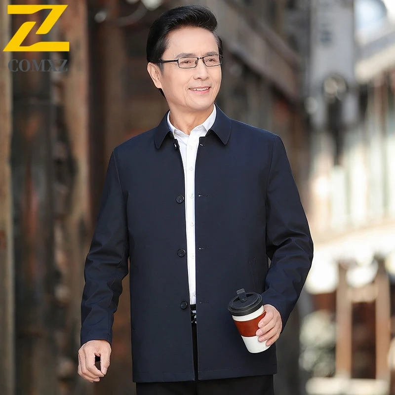 

COMXZ Premium Business Jacket Men Fashion Classics Turndown Collar Working Coat Fashion Lightweight Spring Autumn Mens Clothing