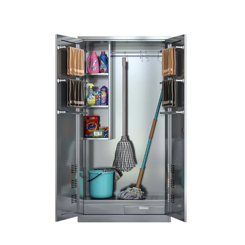 Stainless steel cleaning cabinet housekeeping mop broom hospital school factory hygiene balcony sundries tool cabinet