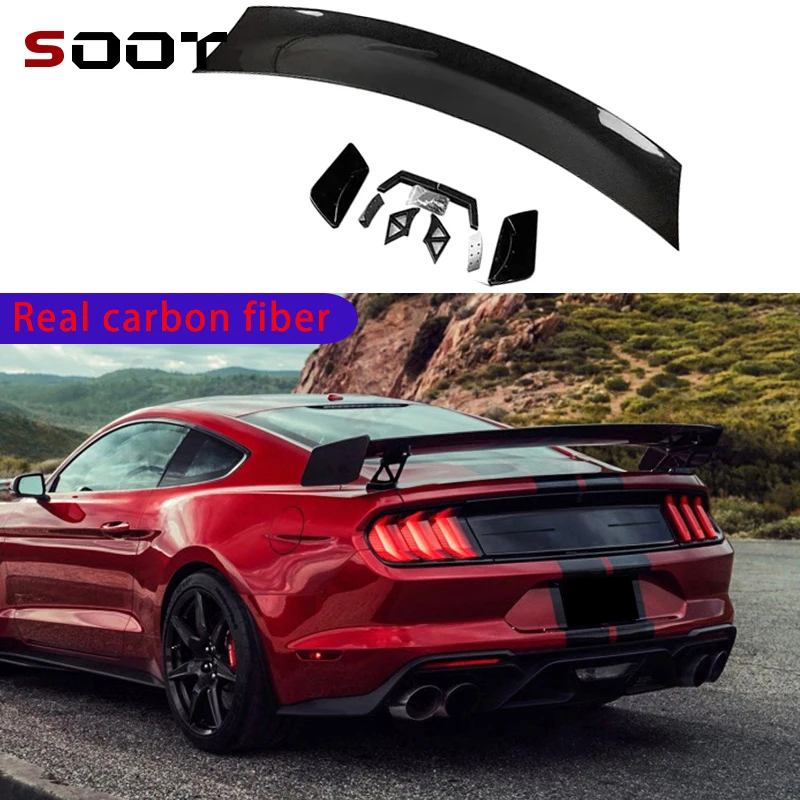

For Ford Mustang 2015+ GT Robots Style Carbon Fiber Tail fins Rear Trunk Spoiler Guide Wing Rear Wing upgraded Upgrade body kit