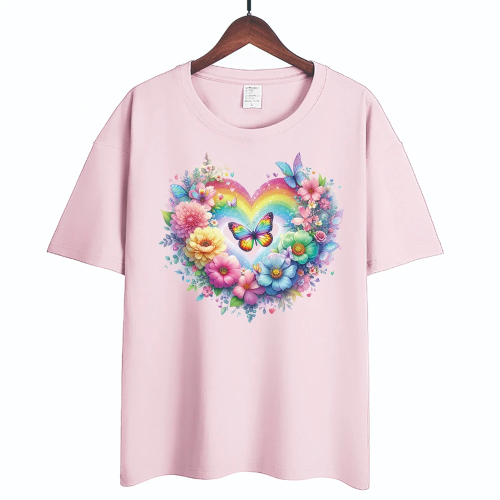 25cm Rainbow Colorful Flower Butterfly Iron-On Transfers Sticker For T-Shirts DIY Washable Heat Transfer For Clothes Stickers