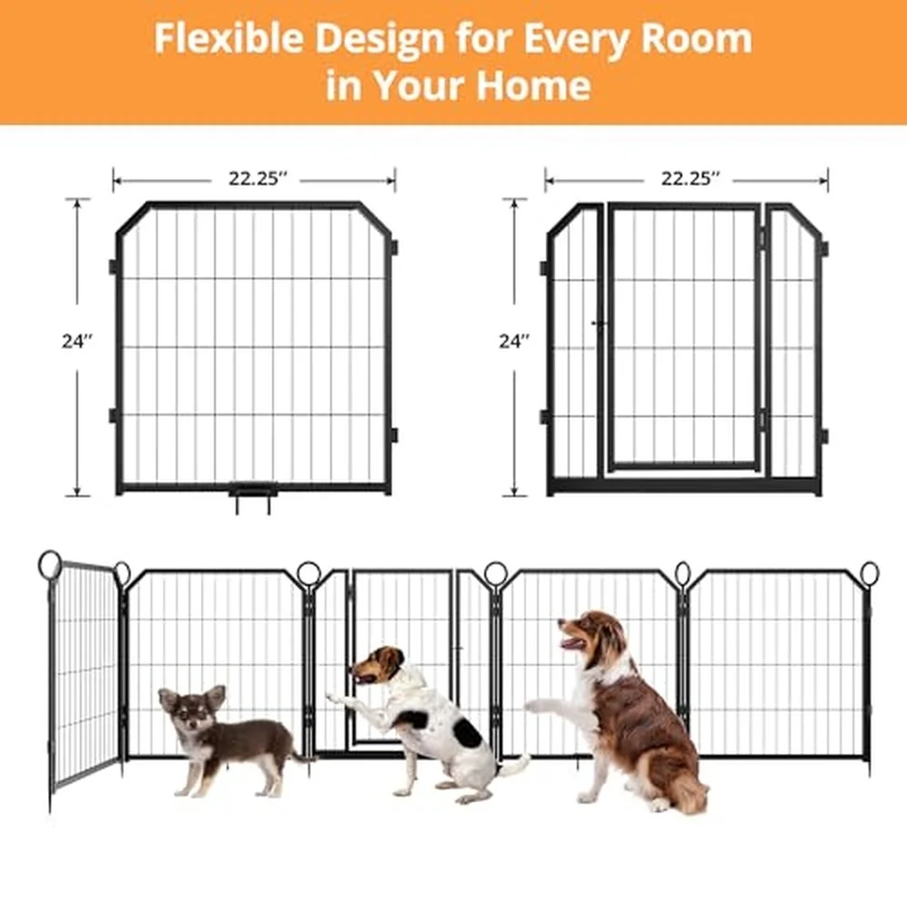 Indoor Dog Playpen 32 Inch 16 Panels Heavy Duty Metal Animal Barrier Fence Portable Outdoor Dog Kennel with Door Pet