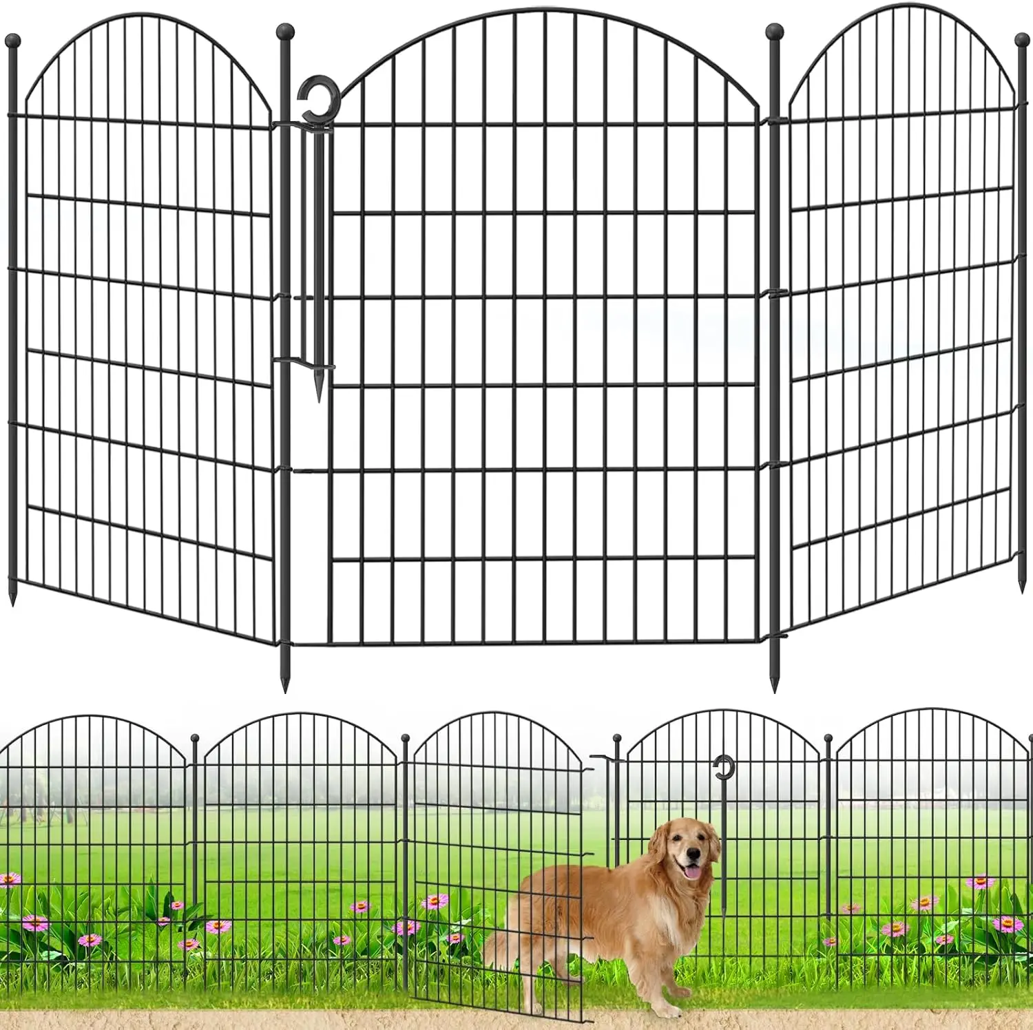 

10-Pack No-Dig Garden Fence, 40in H x 30in W, Arched Animal Barrier with Lock for Yard Decor