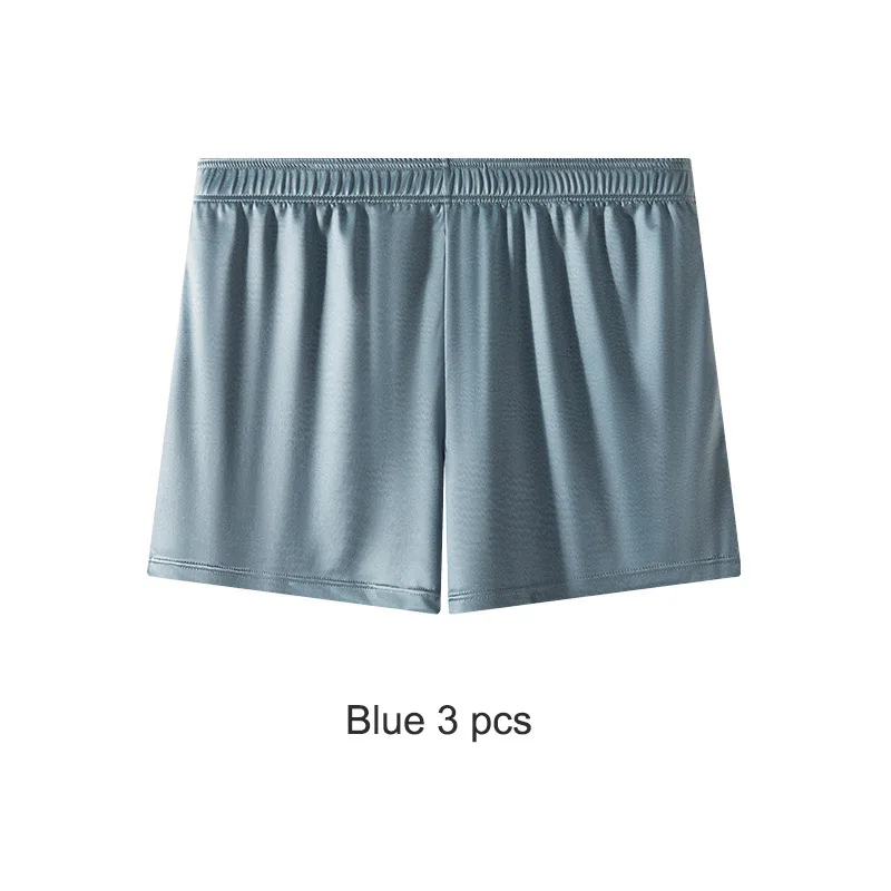 3pcs Summer Satin Men's Boxer Shorts Ice Silk Underwear Solid Color Underpants Male Breathable Home Wear Pajama Pants view 5