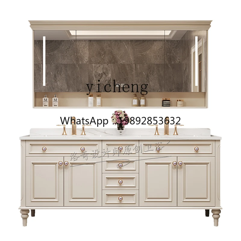 Oak Bathroom Cabinet Combination Slate Seamless Ceramic Integrated Basin Washbasin