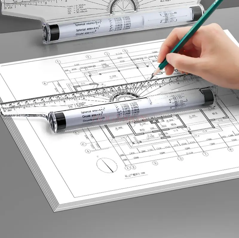 1pcs Parallel ruler multifunctional drawing ruler professional design roller translation ruler angle drawing scale