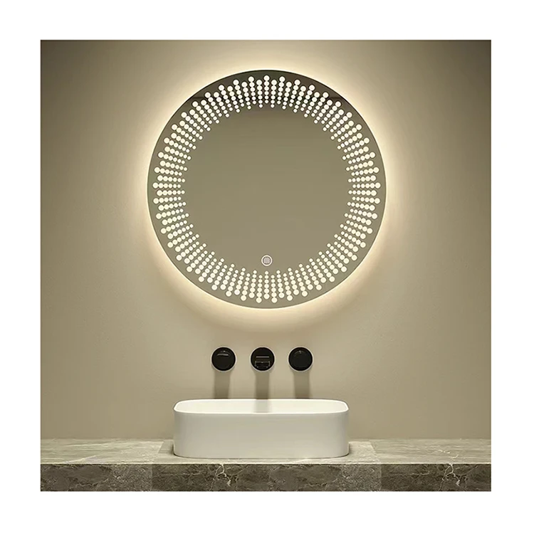 

Luxury Modern Touch Switch Screen Defogging Round Smart Led Mirror Wall Mounted Mirror Intelligent Mirror for Bathroom