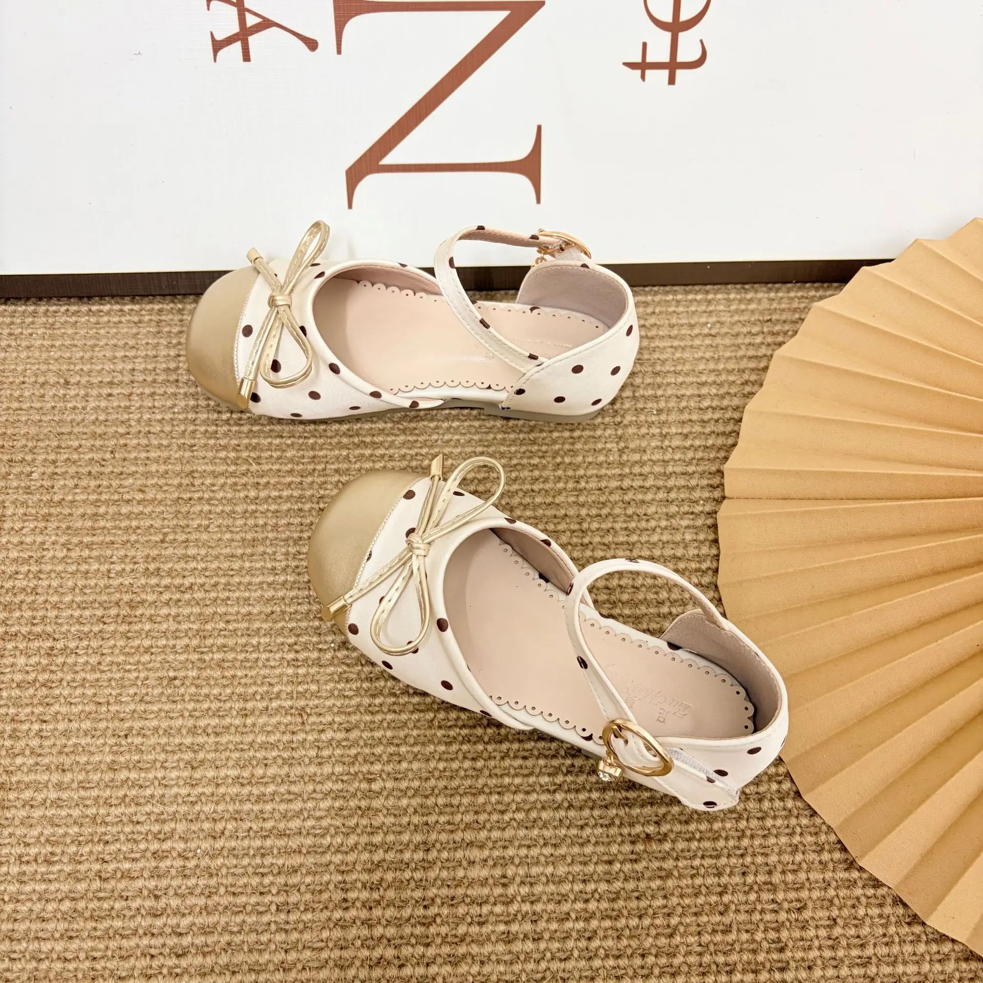 Kids'Casual Shoes Sandals Bow Polka Dot PU Leather Summer Flat Shoes For Girls Anti-slip White Black Shoes Size 23-35