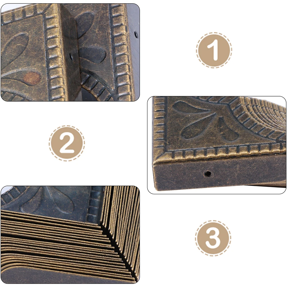 

1Set Vintage Iron Corner Protectors Durable Box Guards for Wooden Cabinets Furniture Corners Jewelry Cases Corner Protectors