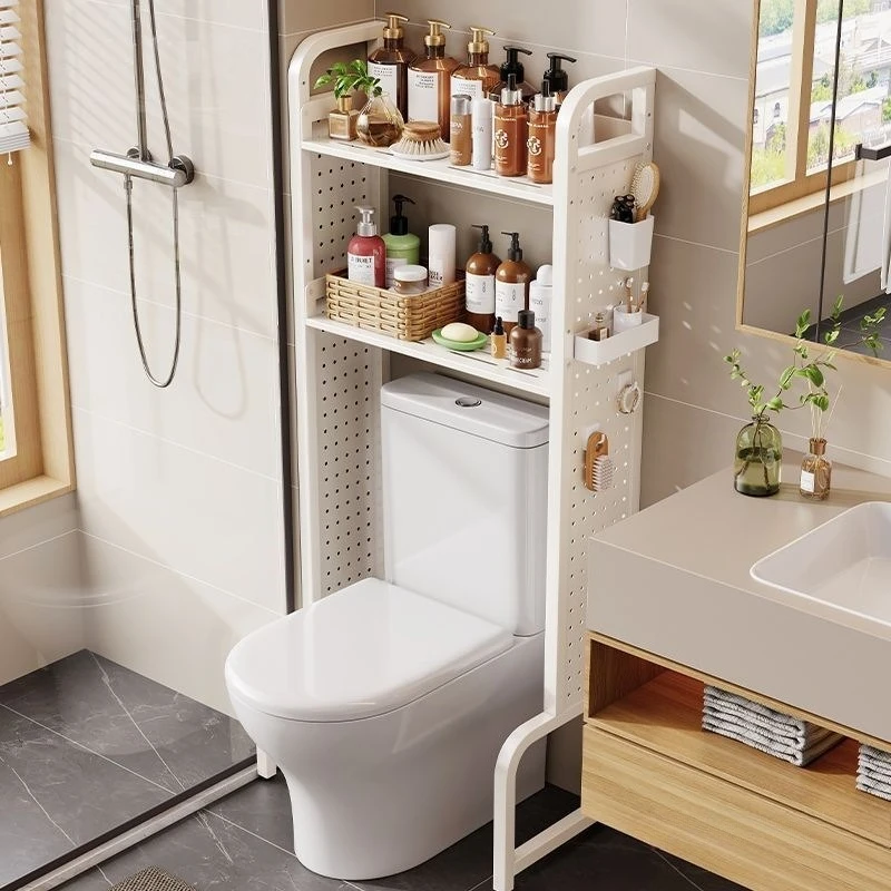 Hole plate bathroom Smart toilet Top shelf Floor-to-ceiling washing machine shelf Toilet storage rack Free bathroom