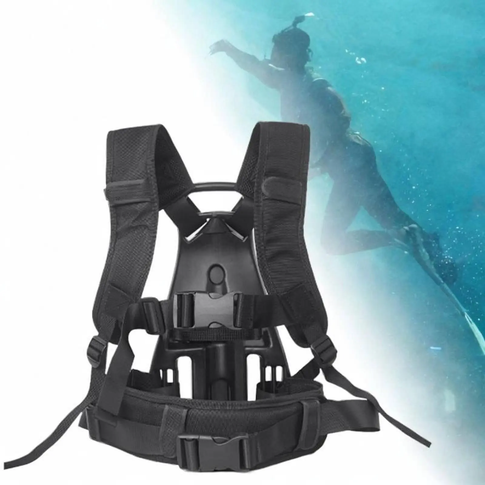 Diving Cylinder Backplate Adjustable Straps Diving Cylinder Backpack Breathing Gas Cylinder Holder Soft Shoulder Pads image 5