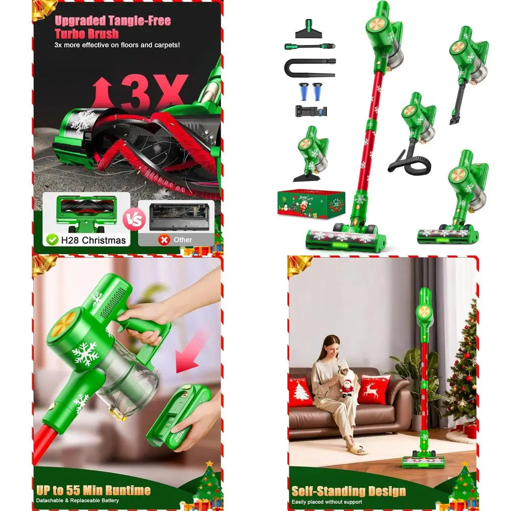 Wireless 500W Stick Vacuum Cleaner, 46kPa Suction, 55-Minute Runtime, LED Display, Anti-Tangle, Lightweight for Home Use