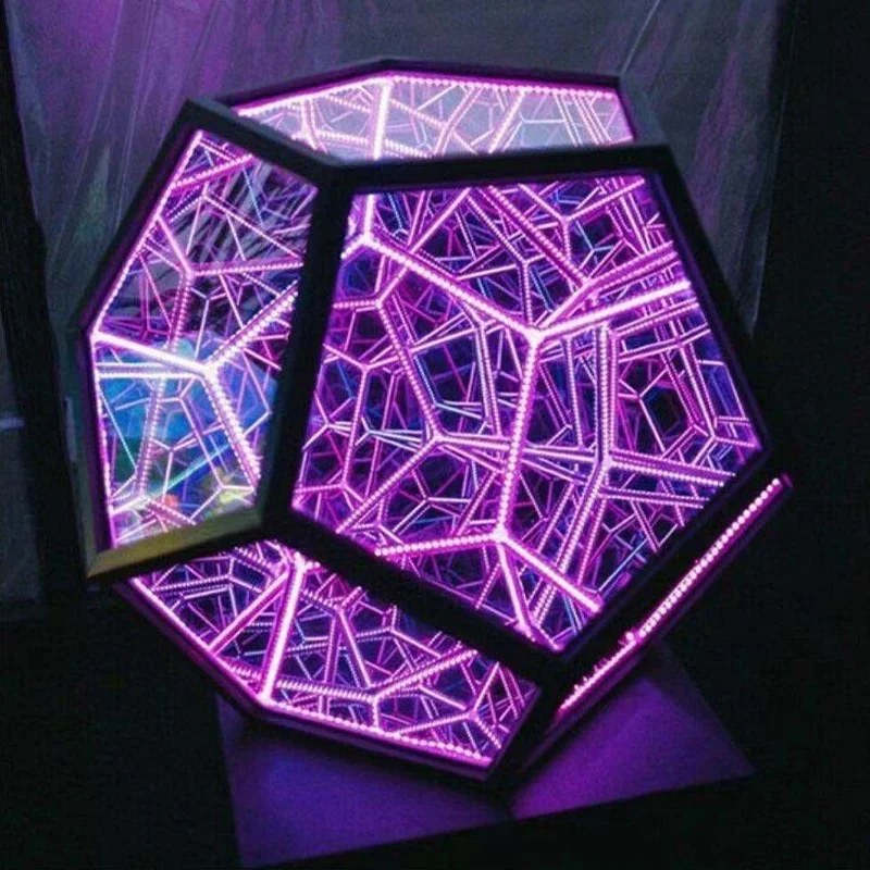 Fantasia Geometria Espaço LED Art Lamp, Dodecaedron Infinito, Cor Criativa, RGB Art Light, Decoração de Natal, Luz Noturna, Presentes de Aniversário