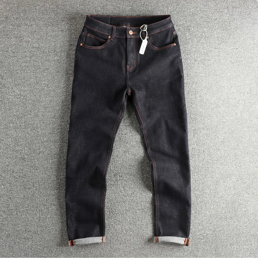 منتجات الخريف والشتاء الجديدة الرجعية اللون الأصلي الأمريكية العصرية الصغيرة الجينز المستقيمة الرجال السراويل الثقيلة شارع العليا #1