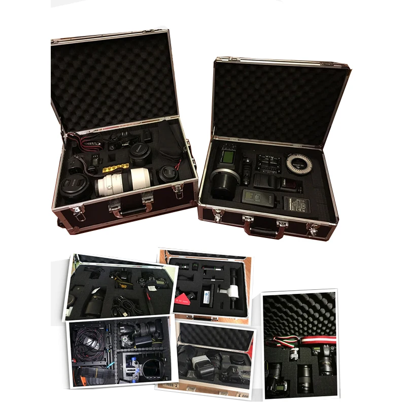 Aluminum Tool Case Suitcase Digital Lens Moistureproof Box Impact Resistant Toolbox Equipment SLR Camera Box With Pre-cut Foam