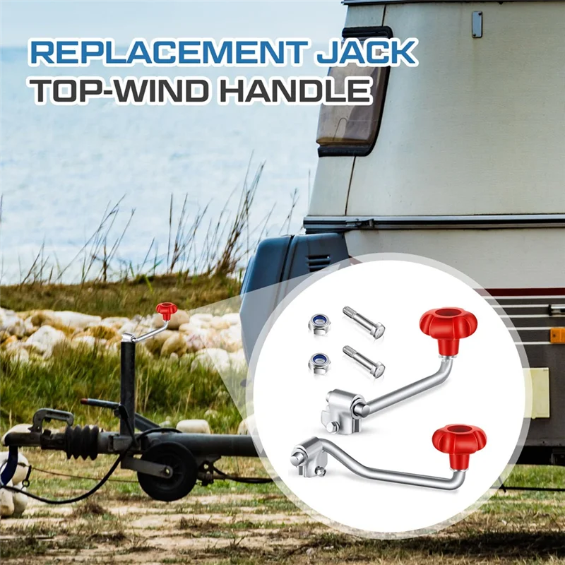 ABOK-Replacement Trailer Jack Handles Crank Accessories Fits Most Trailers, Includes Bolt Nut Spacers