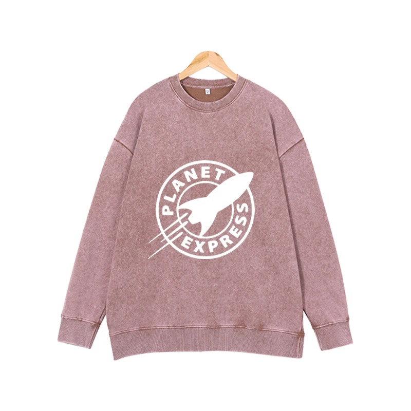 

New fashion trend round neck pullover rocket letter round hoodie versatile loose casual long sleeved top