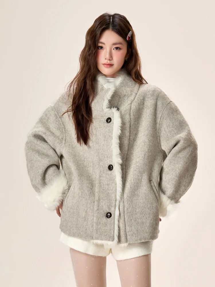 

Шерсть ягненка и большие размеры для женщин с волнистым узором, неразрушающий дизайн, стиль с рваными линиями, изогнутый модный образец, измерительный эстетический вид