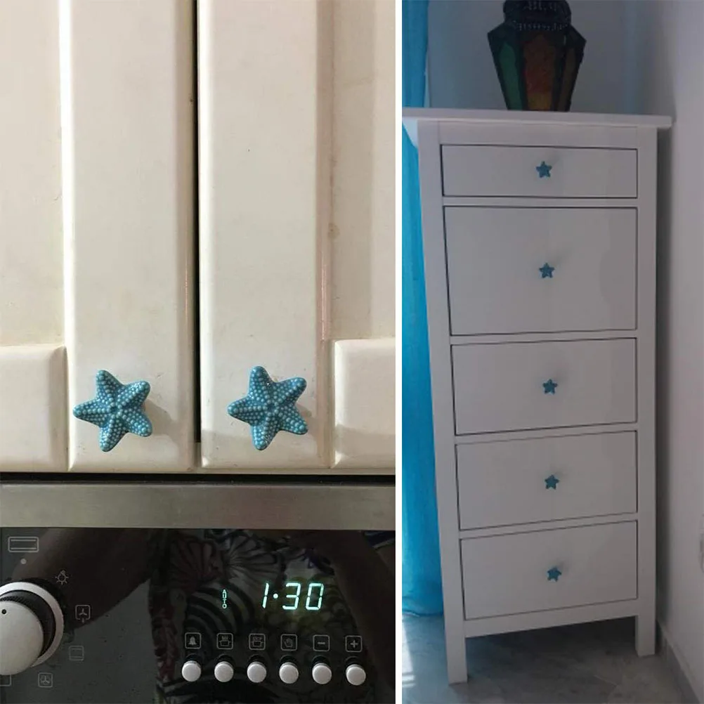 

2Pcs Creative Star Shaped Ceramic Knobs Drawer Pulls Sky-Blue for Cabinet Furniture Home Office Decor Star Cabinet Knob