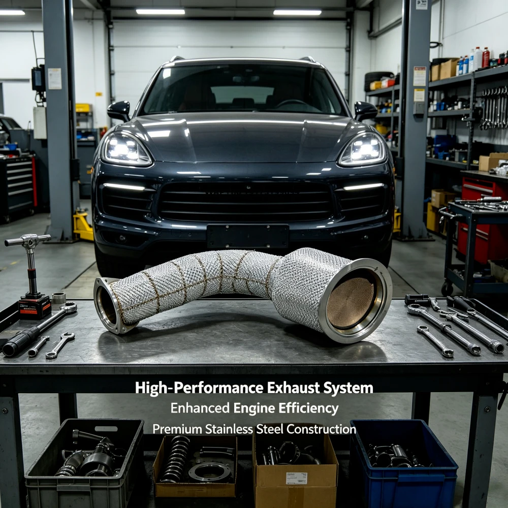 

Car Exhaust Downpipe Head for E3 3.0T 2018 Stainless Steel High-flow Exhaust System Downpipe Catalytic Converter
