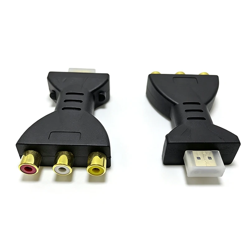 HDMI‑compatible to 3RCA AV Adapter, Red White Yellow RCA Jack Audio Video Connector for Composite AV TV