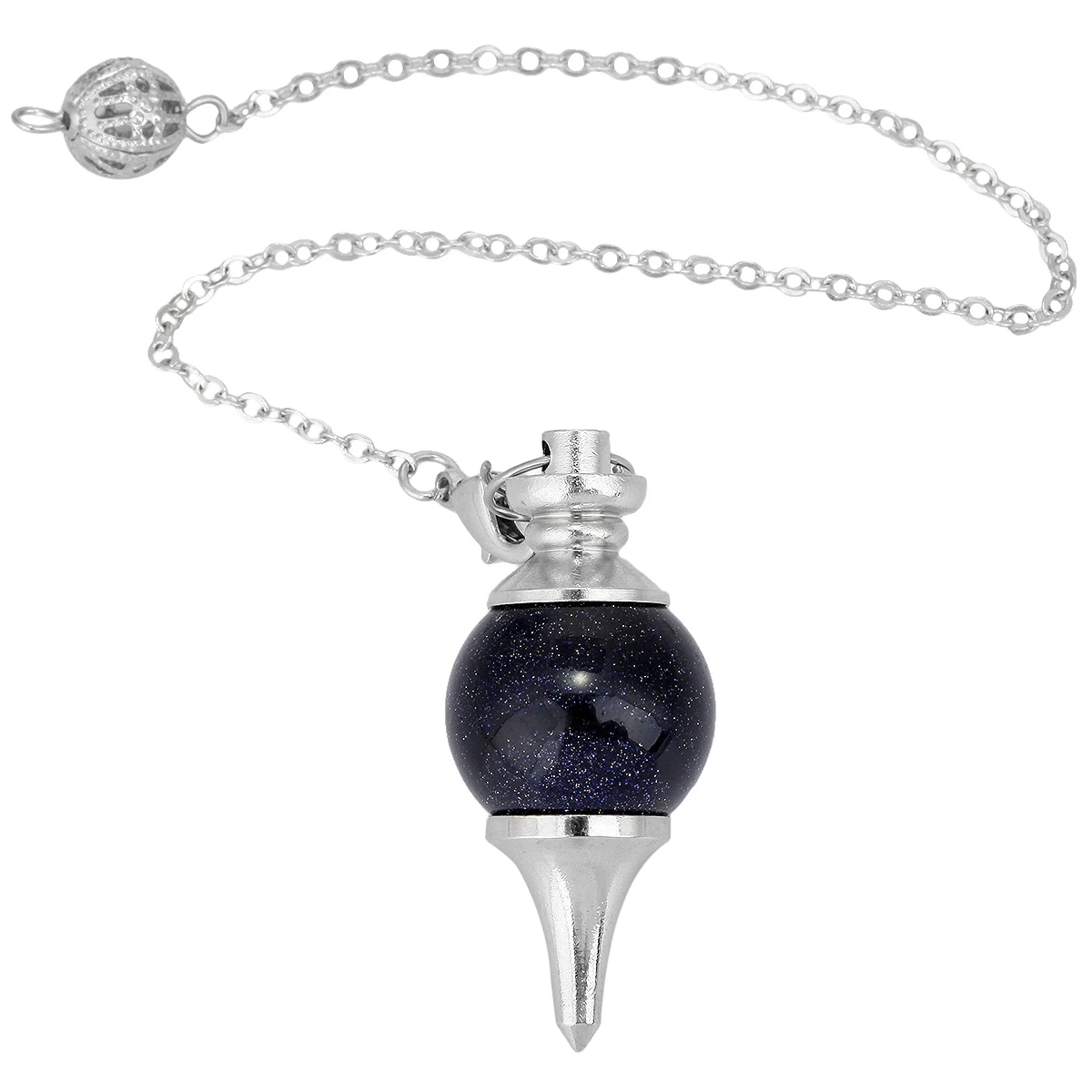 Natural Agate Cone Pendant Pendulum Round Ball Crystal Stone Reiki Energy Healing Chakra Balancing Women Men Jewelry(with chain)