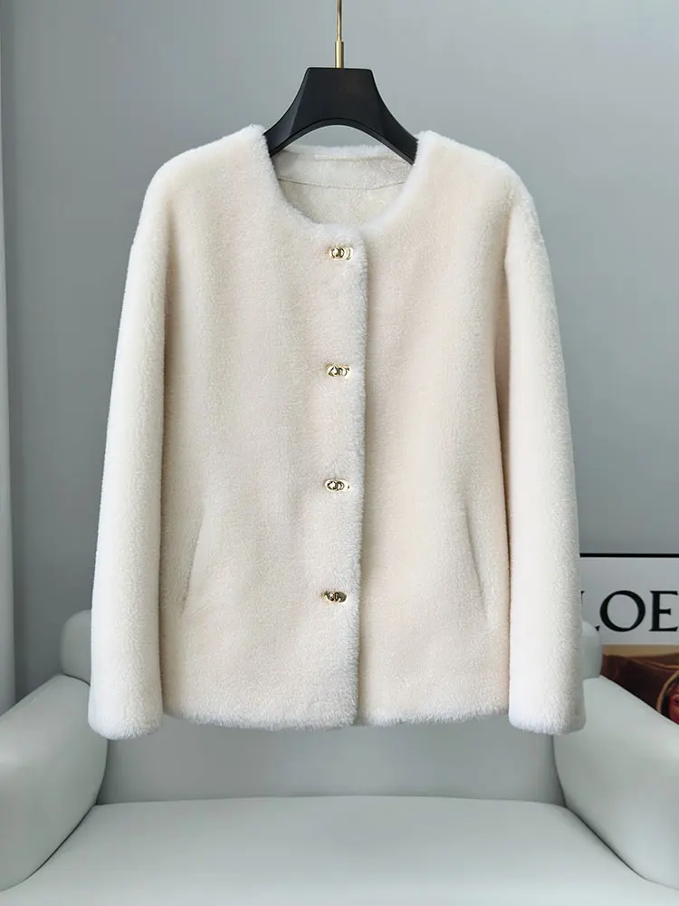 

Fashionable and Warm Sheep Fleece Coat Women's Short Aged Lamb Fur and Fur Integrated Fur Coat 2023 Winter New Edition