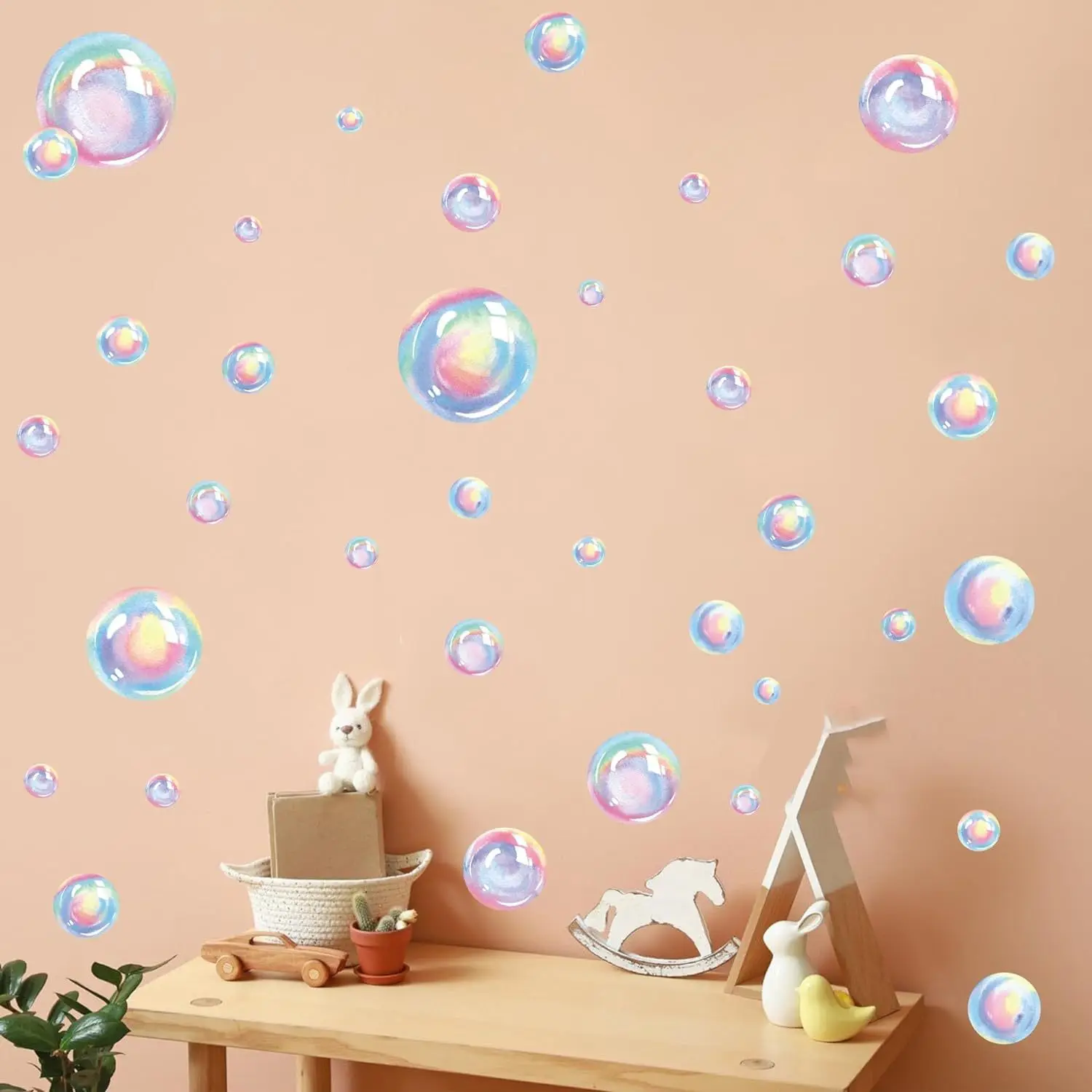 Cartoon Dream Bubble Colored Dots Wall Stickers For Kid's Room Kindergarten Living Room DIY Bathroom Wall Decoration