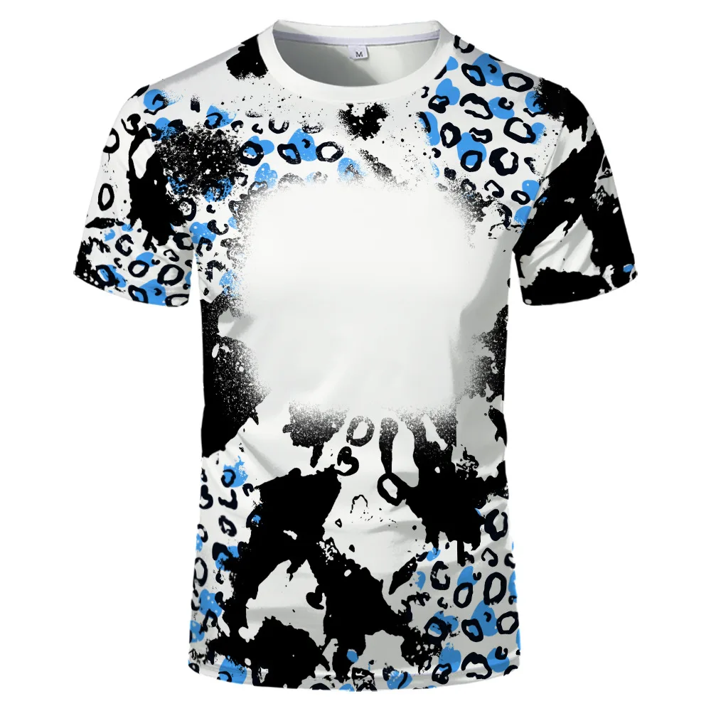 Sublimation Blank Leopard T-Shirt Top Tees Polyester Sport Clothing Spring Summer Adults Children Streetwear for Customized