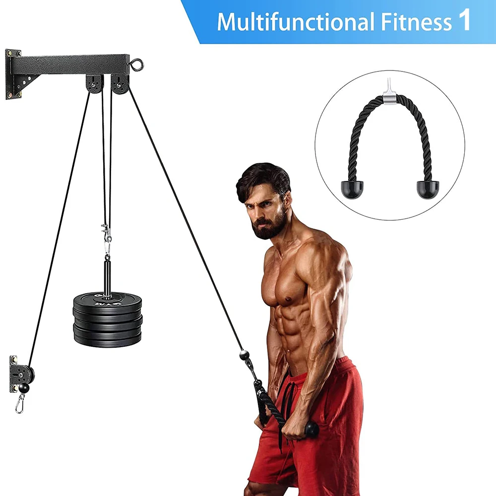 An der Wand montiertes DIY-Riemenscheiben-Kabel-Maschinenbefestigungssystem, Bizeps, Trizeps, Krafttraining, Sport, Workout, Fitnessgeräte-Set – Detail 6