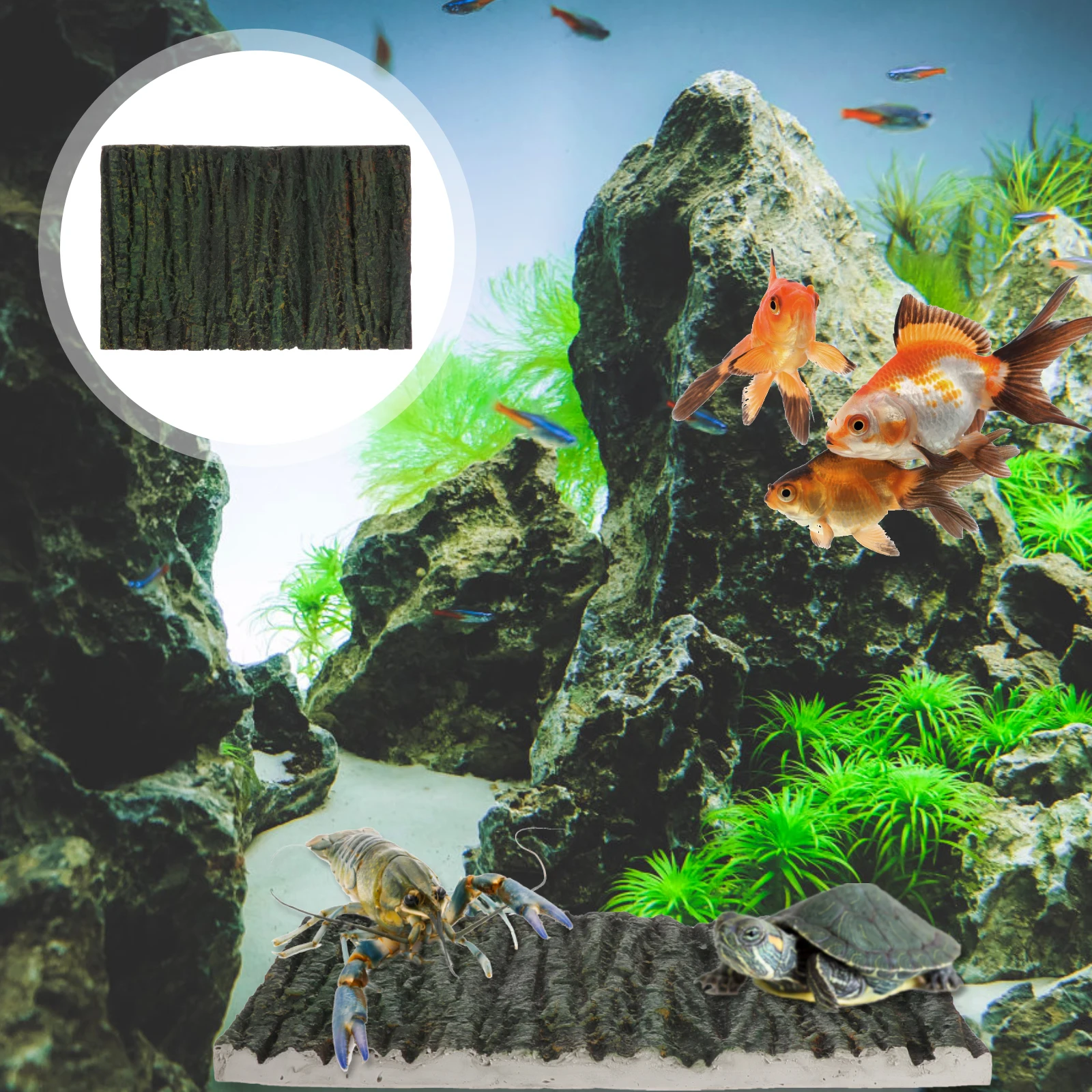 

Aquarium Background Board Simulated 3D Bark Fish Tank Landscaping Decor Turtle Reptile Box Tortoise Tank Emulation Bark Board