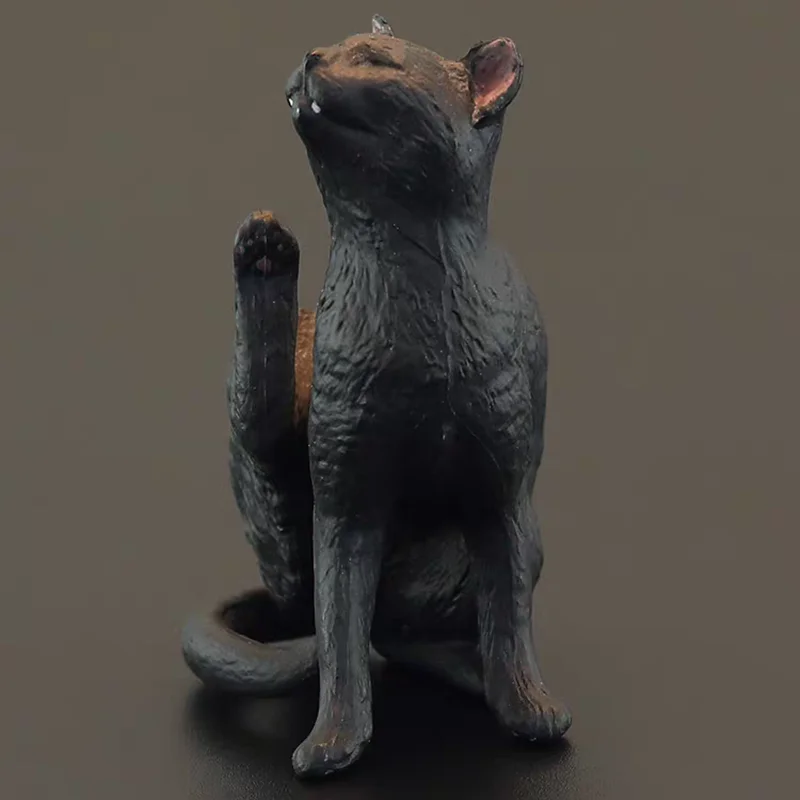 Solid simulation animal model scratch itch black cat ornament desktop house cats decoration