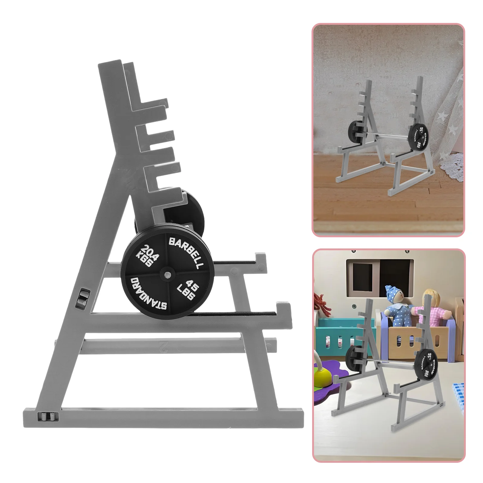 

Barbell Fitness Ornaments Simulated Model Dollhouse Layout Prop Sports Models Mini Black Accessories
