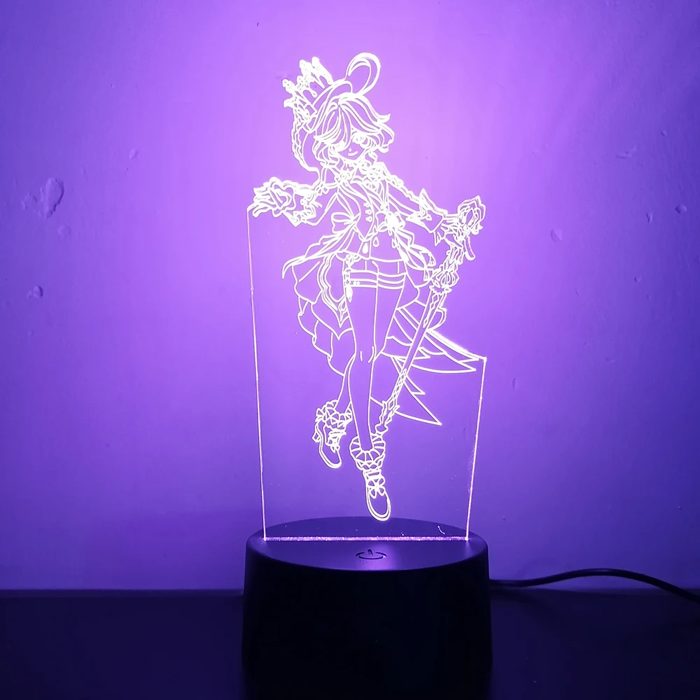 Genshin Impact Figure Furina 3d Led Night Light For Bedroom Customizable Heroes Acrylic Lamp Bedside Decor Children's Gift