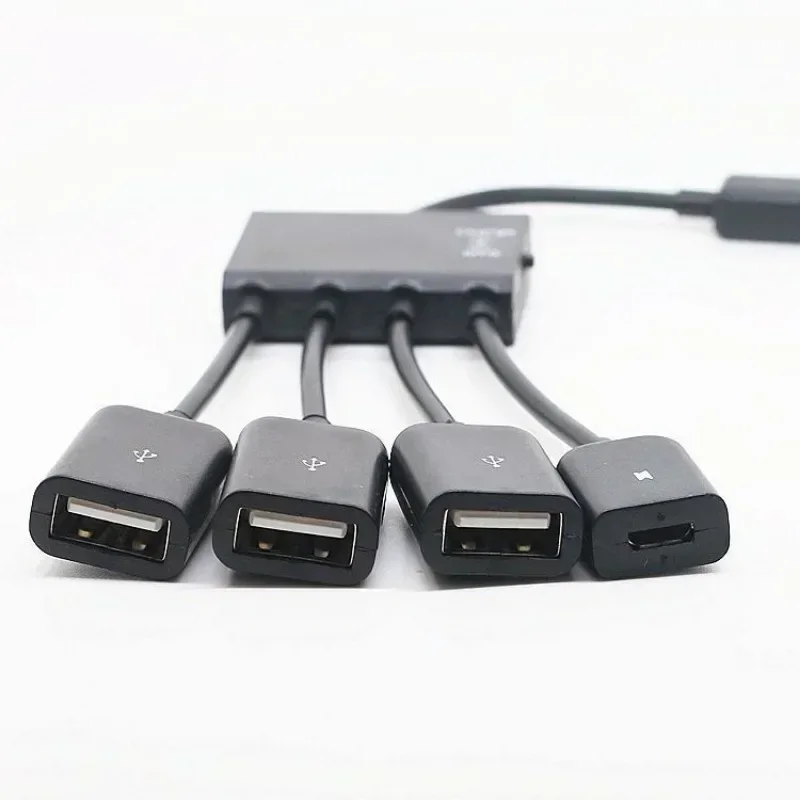 Hot 4 Port Micro USB Type-c Power OTG Extender Hub Cable Black For Android Tablet Smartphone U disk Mouse Accessories