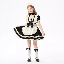 Halloween Blue Girl Maid Dress Children Clothing Lolita Maid Cute Lolita Dress Children Fluffy Skirt Carnival Height 110-150cm