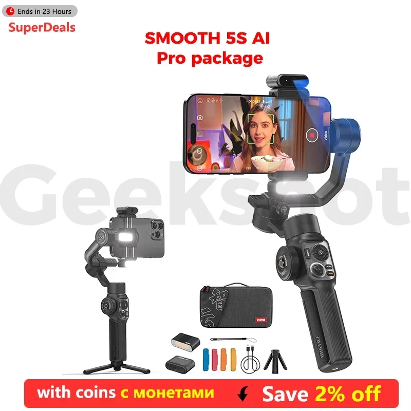 ZHIYUN Smooth 5S AI Pro Gimbal Stabilizer for Smartphone 3-Axis