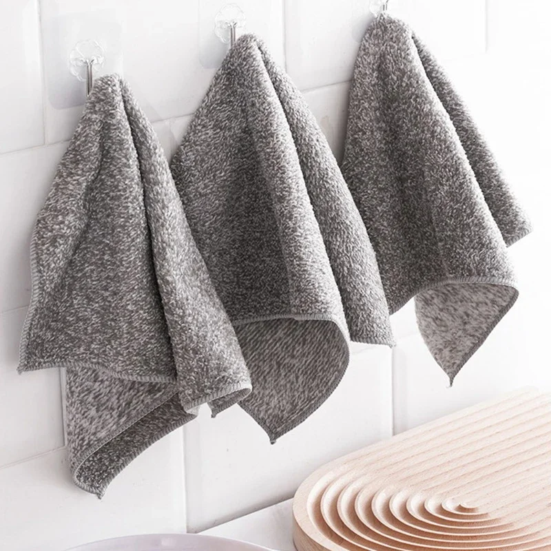 Kitchen Soft Cleaning Towel Charcoal Fibre Cleaning Cloth Dishcloth Absorbent Non-stick Oil Rags Pot Dish Washing Wipe Cloth